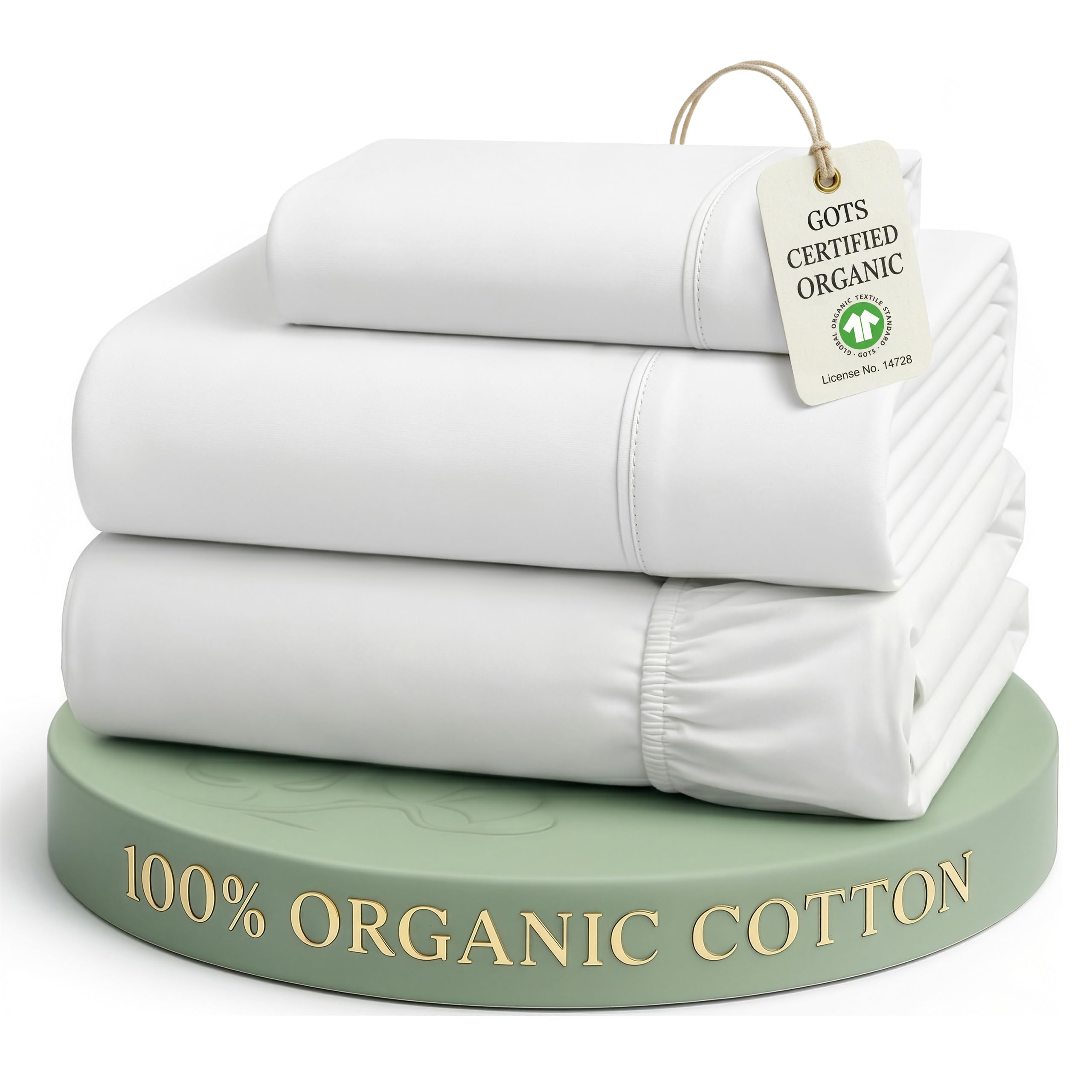Lane Linen Twin Sheets 100% Organic Cotton 3pc Percale Cooling Soft - White
