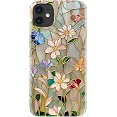 Goodon for iPhone 12 Mini Case, Cute Trendy Floral, Wireless Charging | Dual-Layer Hard Shell + Silicone, Slim Fit Protective Phone Cover with Wildflower Designs for Women Girls