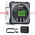 XUNTOP USB Charging Digital Angle Finder with Laser (Level 2), 4-Side Strong Magnetic Angle Gauge IP54 Waterproof Digital Lev