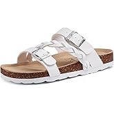 KIDMI Women's Cork Footbed Sandals with Arch Support Comfortable Slip-On Slide Sandals With Adjustable Buckle for Summer