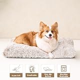 EHEYCIGA Fluffy Small Dog Crate Bed Calming Anti Anxiety 60x45x7.5cm Brown view 4