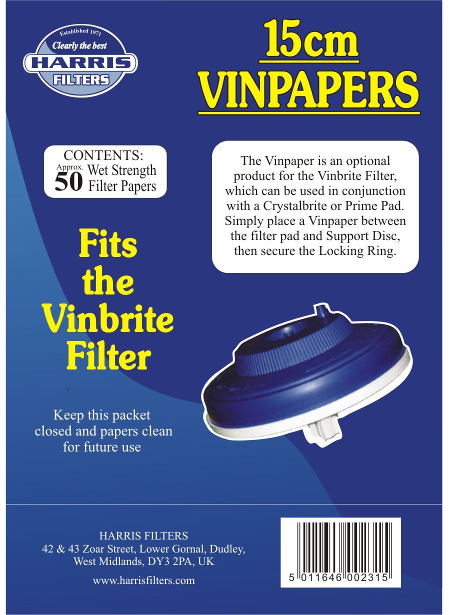 Harris Filters Home Brew & Wine making - 15cm Vinpapers - Filter Papers for the Vinbrite Filter Kit - Pack Of 50