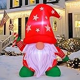 COMIN 4FT Tall Christmas Gnomes Inflatables Outdoor Decorations, Xmas Blow Up Gnomes Wearing Red Hat with Built-in LEDs for Christmas Indoor Outdoor Yard Lawn Garden Decorations