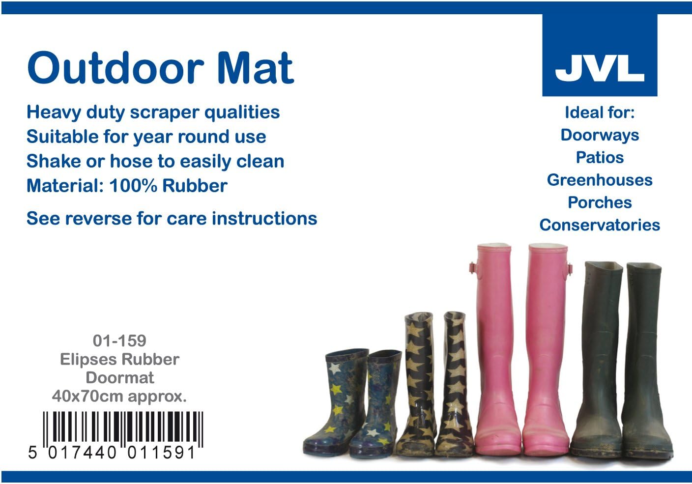 JVL Heavy Duty Rubber Elipse Circles Design Floor Door Mat Suitable for Caravan Home, Office, 40 x 70 cm, Black / Black - Image 4