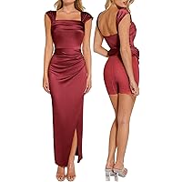 Amazon.com: Popilush Shapewear Dress Faux Leather Square Neck Midi Dresses  with Built in Shapewear Concert Outfits for Women Brown : Clothing, Shoes &  Jewelry