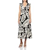 Anne Klein Womens V Neck Ruffle SLV Modern Midi Dress