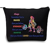 LEVLO Weight Lifting Cosmetic Make Up Bag Weightlifter Gifts Idea You Are Braver Stronger Smarter Than You Think Weightlifting Makeup Zipper Pouch Bag For Women Girls (Weight Lifting Black)