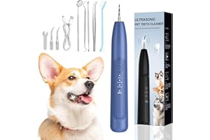 YUNLUNA Dog Plaque and Tartar Remover, 3 Modes Ultrasonic Pet Teeth Cleaner with LED Light, Low Noise Sonic Dog Teeth Cleaning Kit, Dogs Plaque Remover Tool with Toothbrush 2 Cleaning Head for Pet Dental Care