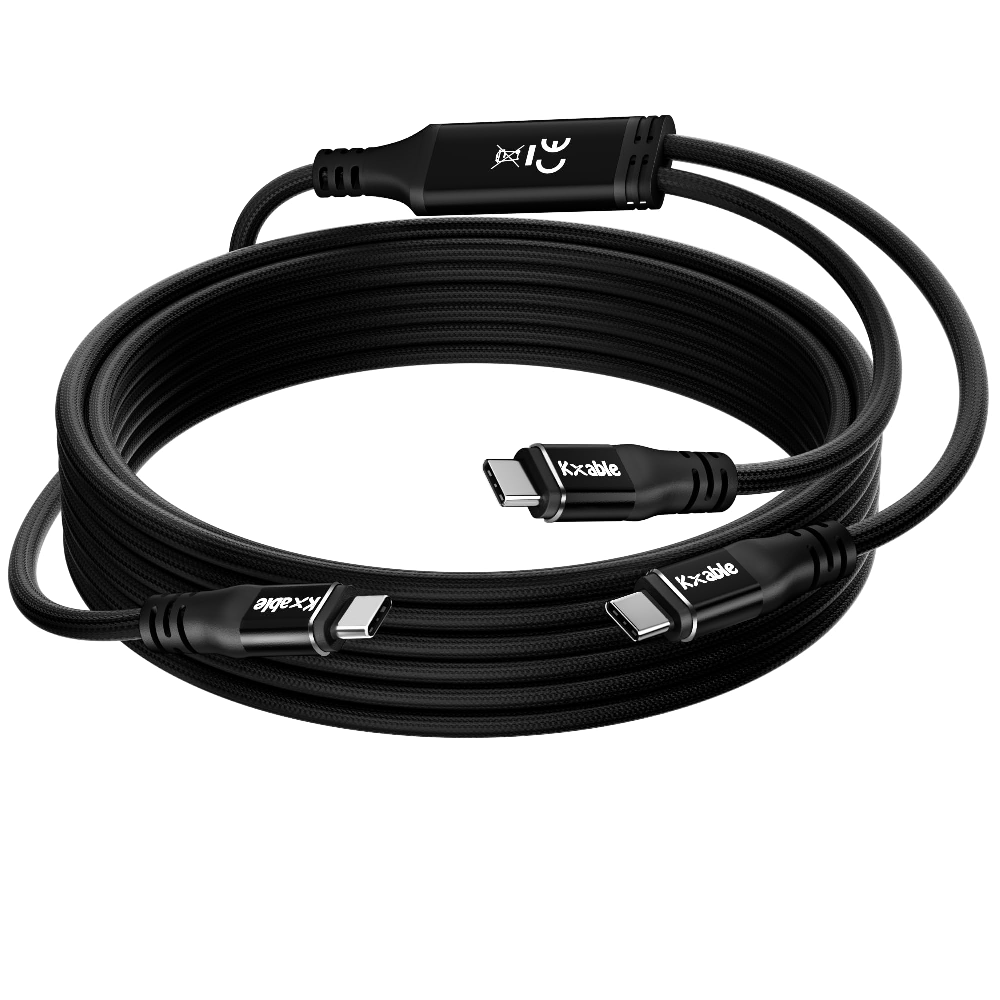 Photo 1 of 2-in-1 USB C to Dual USB-C Cable 8 FT, 140W Max PD Fast Charging Type C Splitter Adapter, Nylon Braided, Compatible with iPhone 16/15 Series, MacBook Air/Pro, iPad Air/Pro, Galaxy Series and More