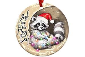 Sportyzen 2024 Christmas Ornament - Raccoon I Love You to The Moon and Back Ceramic Ornament, Christmas Tree Decorations, for Family, Friends, Raccoon Lovers