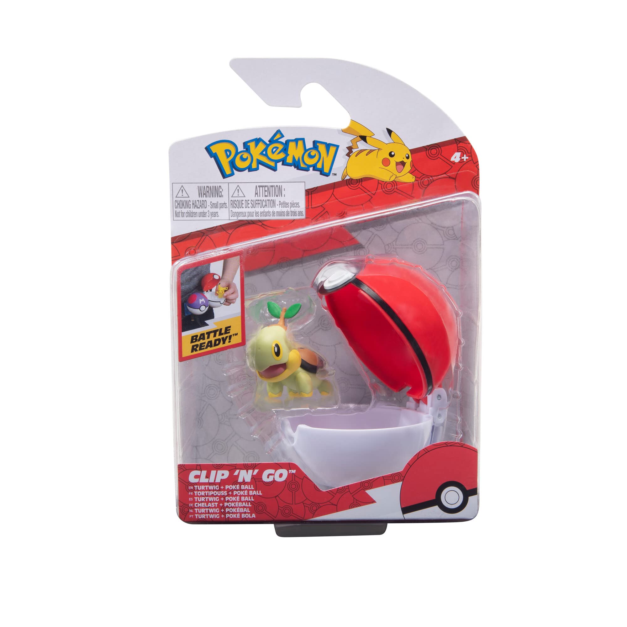 Pokémon - Chelast Clip'n'Go Pokéball - Official 5 cm Action Figure with Detailed Chelast Figure