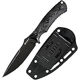 SDOKEDC DC53 Steel Fixed Blade Knife With Sheath Micarta Handle Knives for EDC Outdoor Camping Survival Hunting (Black/Black)
