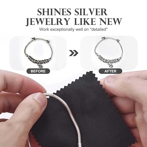 SEVENWELL 100pcs Jewelry Cleaning Cloth Black Polishing Cloth for