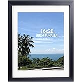 BENGBUKAISAI 16x20 Picture Frame, Display Pictures 11x14 with Mat or 16x20 Without Mat, Wall Hanging Photo Frame,Black, 1 Pack