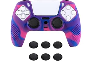 eXtremeRate PlayVital Black 3D Studded Edition Anti-Slip Silicone Cover Skin for ps5 Controller, Soft Rubber Case Protector f