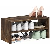 Furinno FANO 2-Tier Shoe Rack, Stackable Shoe Organizer, Amber Pine | 11.7 x 24.2 x 11.7, 24" Width Shoes Storage, for Closet Entryway, Office, Garage