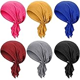 Geyoga 6 Pcs Chemo Headwear for Women Pre-Tied Head Scarves Turban Beanie Caps Cancer Head Wrap Headscarf for Yoga Running