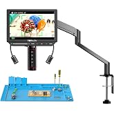 TOMLOV Autofocus 4K Digital Microscope, 8" TM4K-AF Flex Arm for Soldering | HDMI Micro Electronics Repair Scopes for Adults, 52MP IPS Screen, Full Coin View for Collectors, Repair Mat, LED Lights
