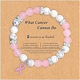 Breast Cancer Gifts for Woman Breast Cancer Bracelets Crystal Beaded Bracelet Pink Ribble Charm Bracelet Breast Cancer Awareness Accessories