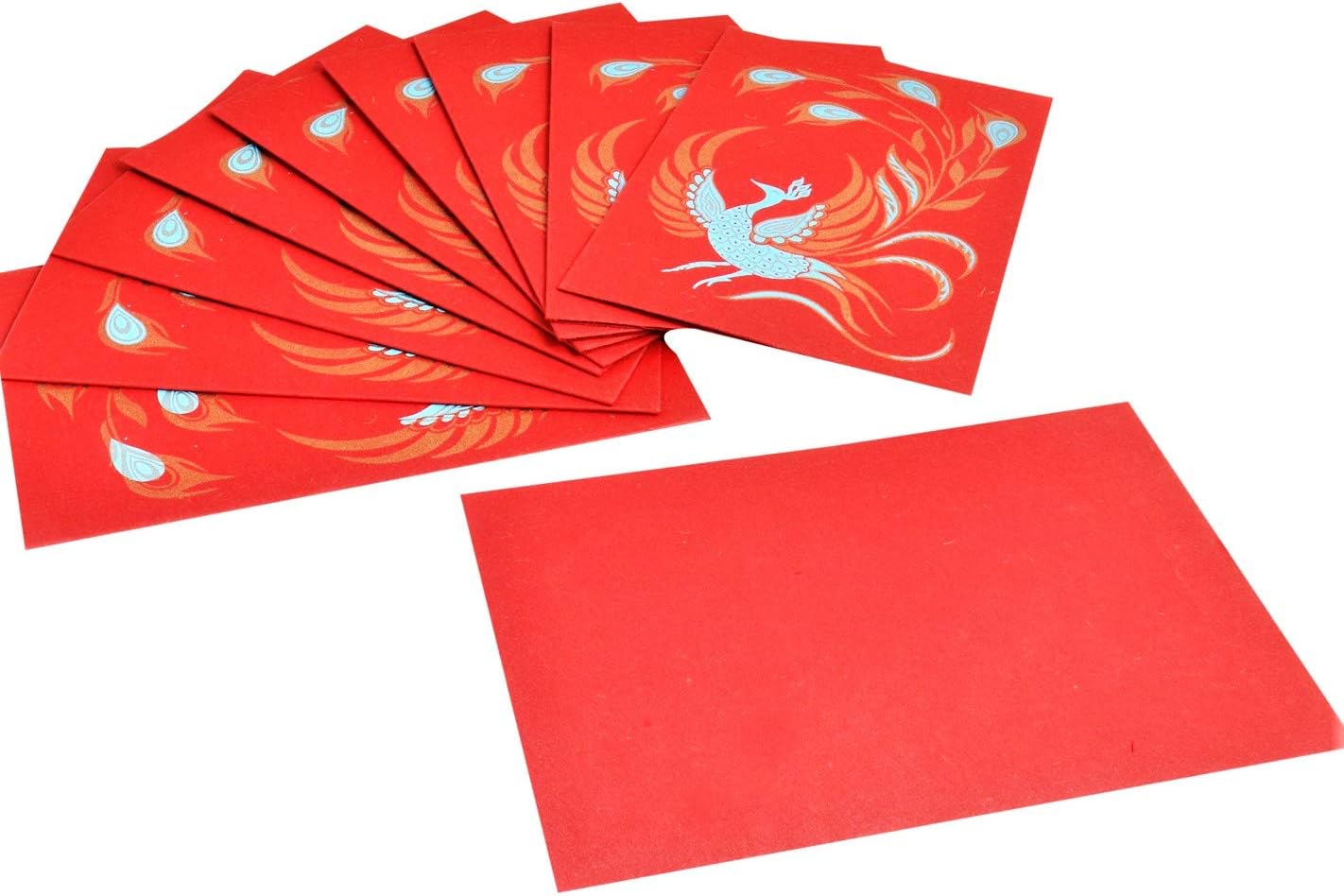 Purpledip Paper Card-Envelope Pack (Set of 10) 'Merry Peacock': Handmade Organic Paper Cards 6 * 4 inches for Personalized Greetings (11455) - Image 5