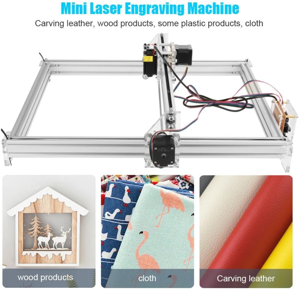 DIY CNC Laser Engraver Kits Wood Carving Engraving Cutting Machine Desktop Printer Logo Picture Marking, 40x50cm,2 Axis (5500MW)