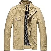 wantdo Men's Cotton Lightweight Jacket Military Jacket Casual Field Coat Windbreaker