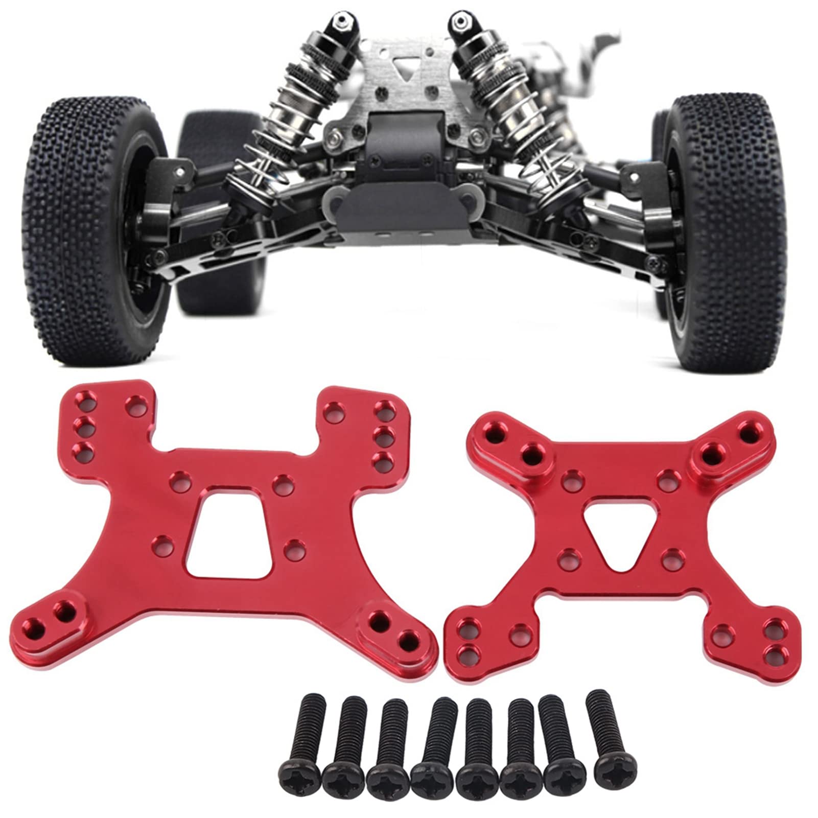 Pilipane Aluminum Alloy Shock Tower Board Set for WLtoys 144001 RC Car Enhanced Replacement Parts (red)