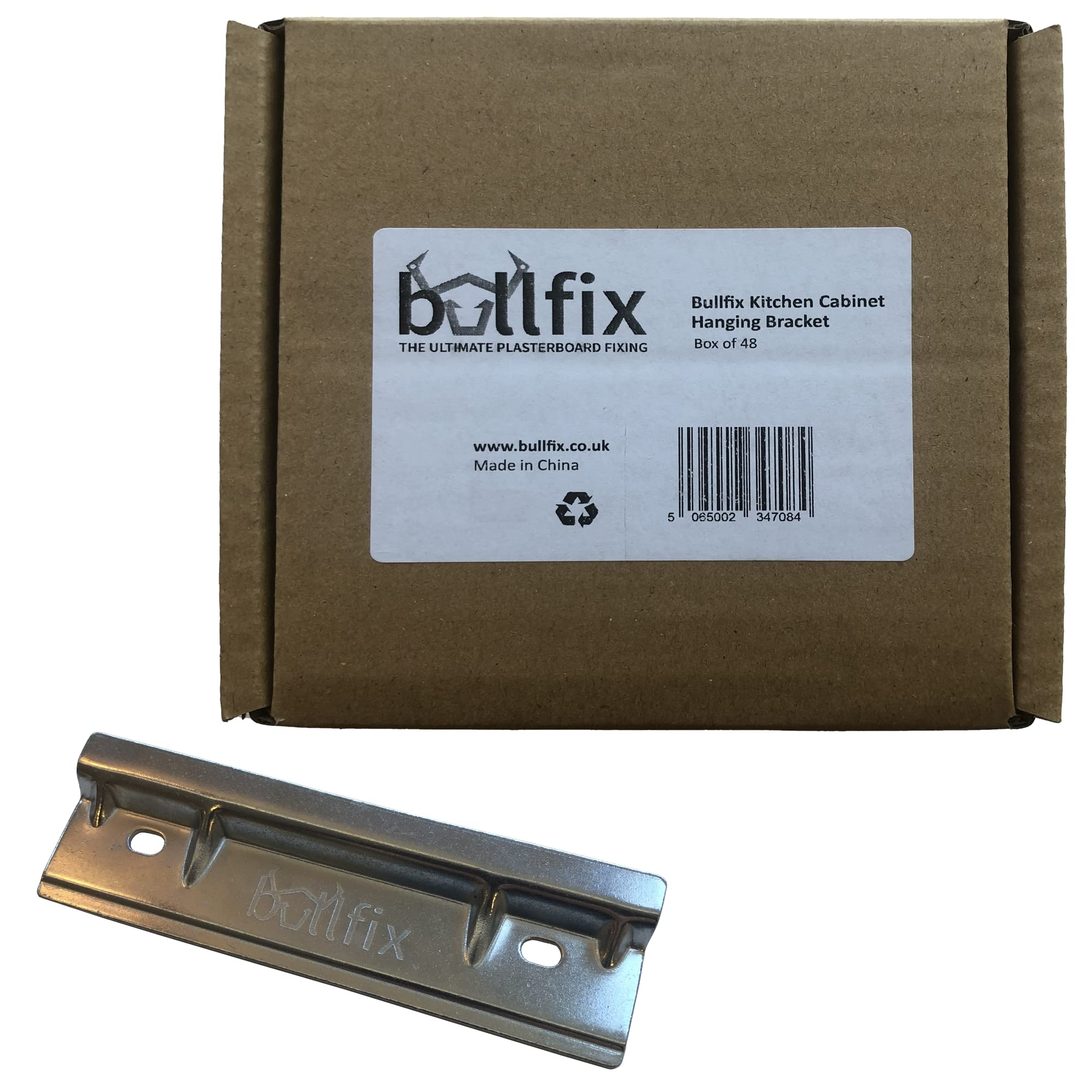Bullfix Bracket, Kitchen Cabinet Brackets, Works with Universal Heavy Duty Plasterboard Fixings Kit, Cupboard Wall Fixing, Perfect for Mounting or Hanging on Dot & Dab Walls or Drywall, Pack of 48