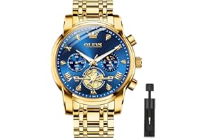 OLEVS Men Silver Watches,Men's Stainless Steel Chronograph Watch,Man Analog Quartz Big Face Male Watches Luxury Waterproof Roman Numeral Dress Diamond Relojes para Hombre