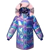 Vryndelle Girl Waterproof Long Coat Winter Puffer Jacket Kid Metallic Shiny Hooded Clothes