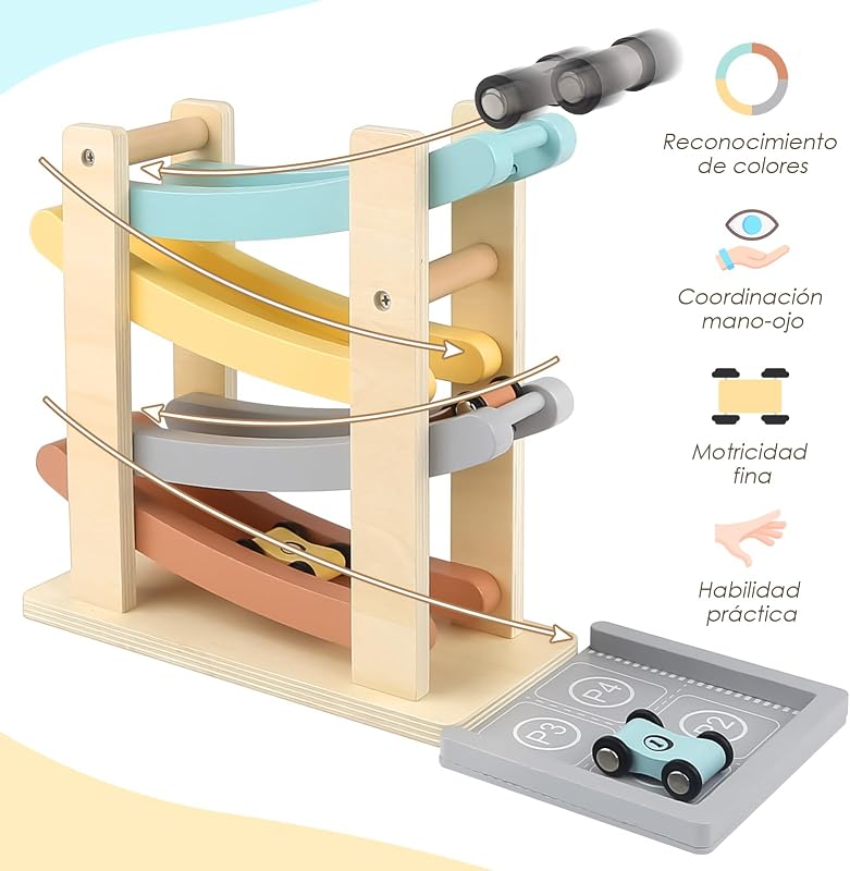 Montessori Juguete a Partir de 1 año para Coche, Pista de Bolas, Madera, a Partir de 1, 2 años, Juguete de Madera, Regalo para 1 2 años, niño