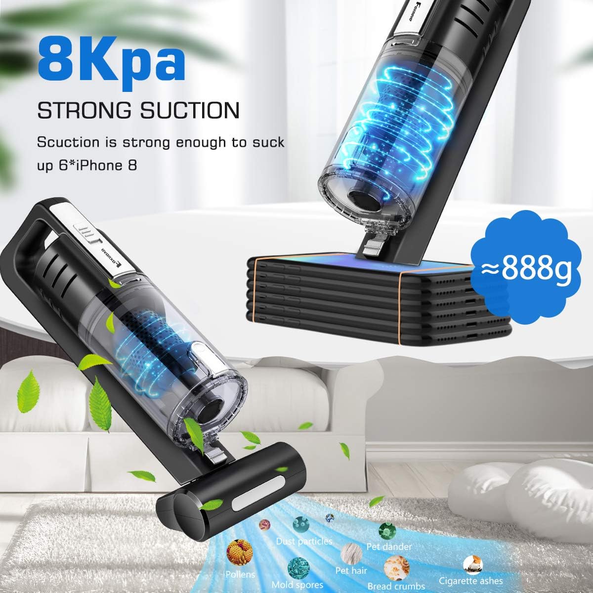 foxnovo8Kpa Handheld Vacuum Cordless, Foxnovo LED Portable Vacuum