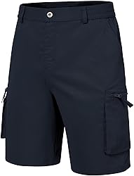 QPNGRP Men's 9" Inseam Stretch Waist Zipper Cargo