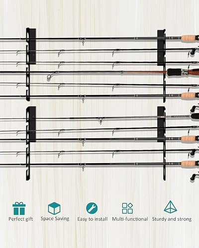 Horizontal Fishing Rod Rack Wall Mount Rod Rack Fishing Rod Holder Wall ...