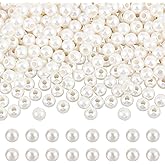 NBEADS 500pcs Plastic European Creamy White Big Hole Plastic Imitation Round Faux Pearls Loose Rondelle Spacer Beads for DIY Dreamcatcher Jewelry Making, Hole: 2.7 mm