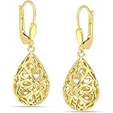 LeCalla 925 Sterling Silver Leverback Drop Earrings | Lightweight Italian Teardrop Dangle Earring for Women