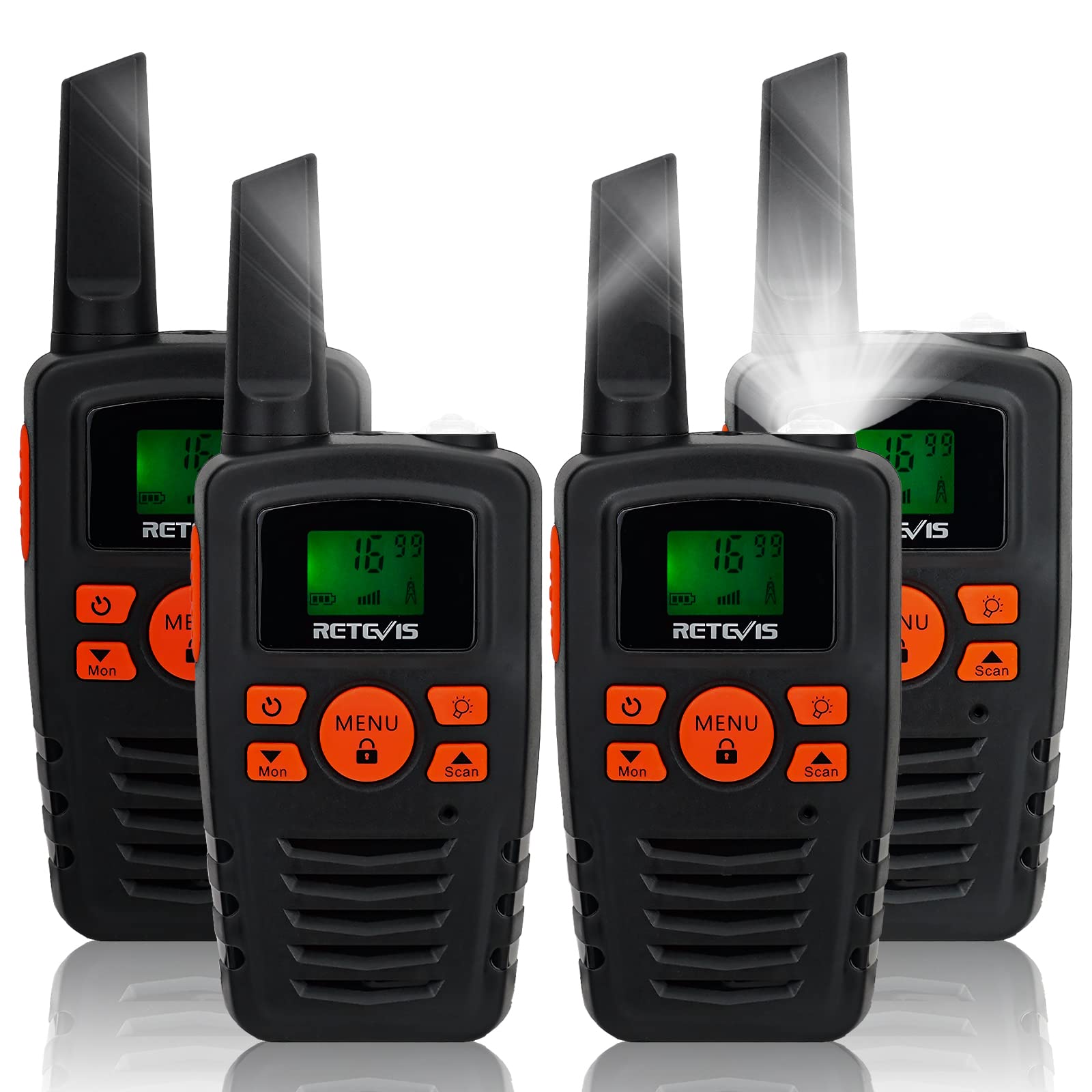 Retevis RA635 Walkie Talkies 4 Pack,16 Channels,PMR446 License Free,Long Range,CTCSS/DCS,VOX Hands-free,LED Torch, Walkie-Talkie Gifts for Adults Skiing Hiking Easter