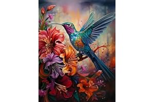 igoodom 5D Hummingbird Diamond Painting Kits for Adults and Beginners, DIY Diamond Art Kits Round Full Drill Gem Painting Art and Crafts for Wall Decor Gift 12X16 inch
