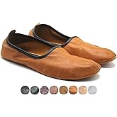 Akdam Womens Indoor Leather Slippers Traditional Babouche House Shoes Barefoot Moccasin
