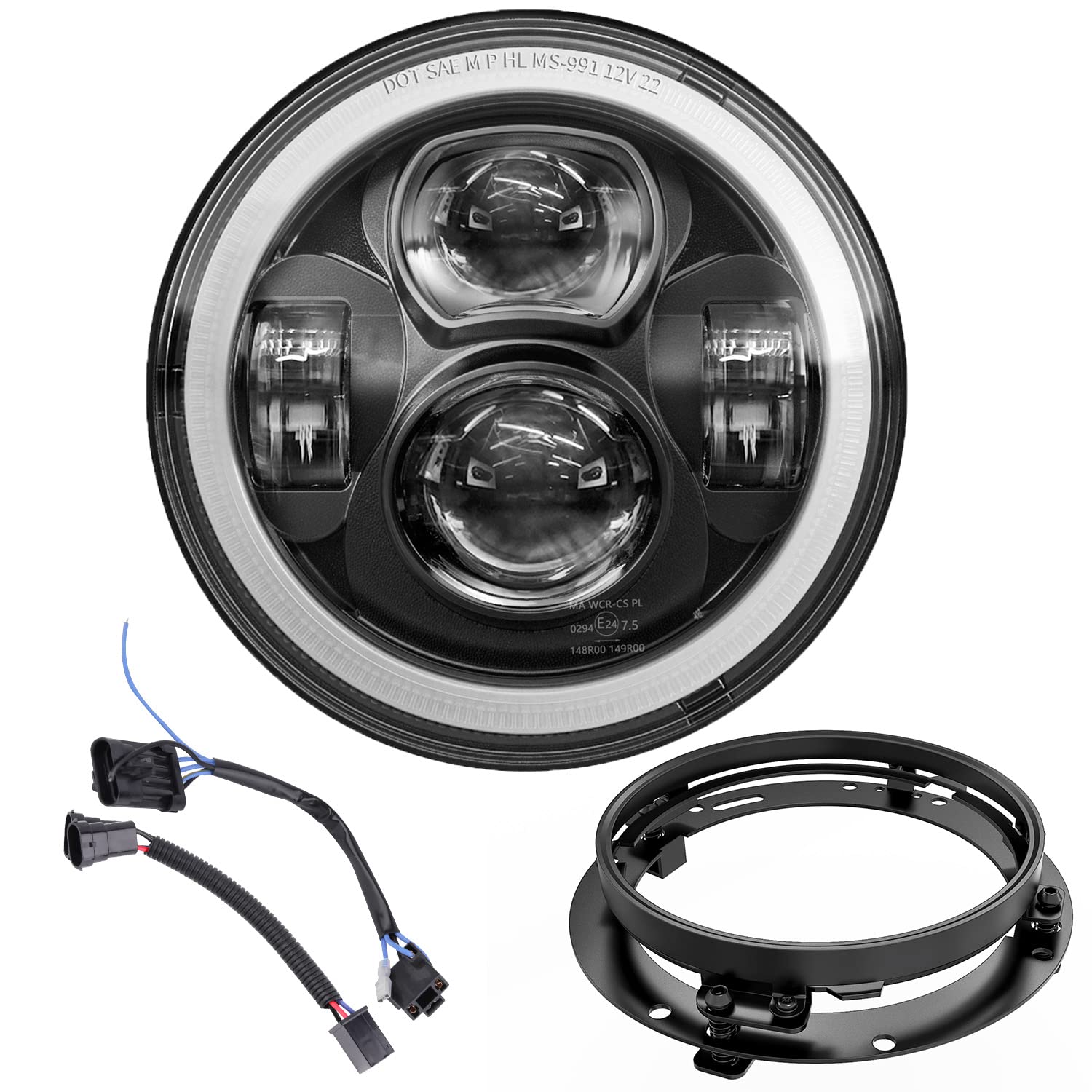 Photo 1 of Z-OFFROAD Upgrade 7 Inch Motorcycle LED Headlight w/DRL White Halo DOT Kit Compatible with Harley Davidson Street Glide Road King Special Electra Glide Ultra Classic Fat Boy Heritage Softail