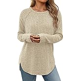 ATHMILE Long Sleeve Shirts for Women Tunic Fall Tops Loose Fit Dressy Crew Neck Basic Sweaters 2025