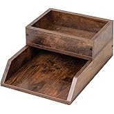 ZBBCTUS Letter Tray Desk Organizer, Wooden Paper Tray for Office, Vintage Brown Mail Organizer Desk Storage, Organisateur de 
