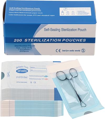 Agatige 200Pcs Self Sealing Sterilization Pouches 57x130mm Autoclave Bags