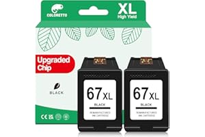 COLORETTO 67XL Ink Cartridge Black for HP 67 XL Deskjet 2800e 2820e 2821e 2822e 2700 2700e 2710 2710e 2720 4220e 4222e 4200e 