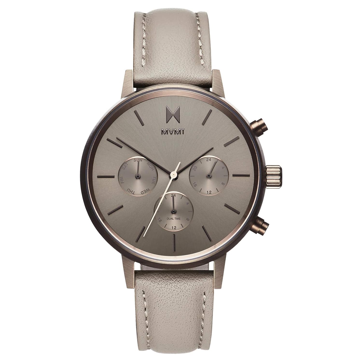 MVMT Nova Lyra Titan and Taupe Leather Bracelet Women Wrist Watch