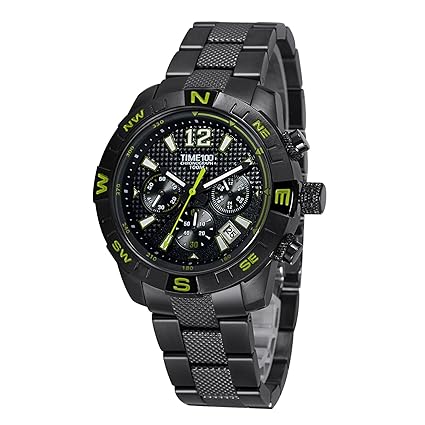 Time100 Retro Fashion Multifunction Chronograph Steel Strap Business Mens Quartz Watch #W70100G.04A