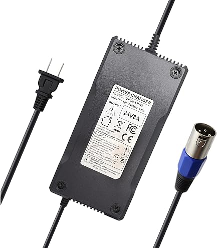 Yolmary 24V 5A 3-Pin Male XLR Connector Battery Charger Compatible For