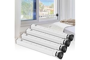 WooFog（Short）Window Security Bar Adjustable, Window Bars Security Inside, Window Lock Bar for Horizontal Sliding Windows, Window Locks for Up and Down Windows, Extends Form 11" to 18" (White-4 Pcs)
