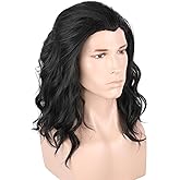 LeMarnia Men's Wig Black Short Curly Natural Wave Funny Wigs for Men Halloween Costume Party Wig