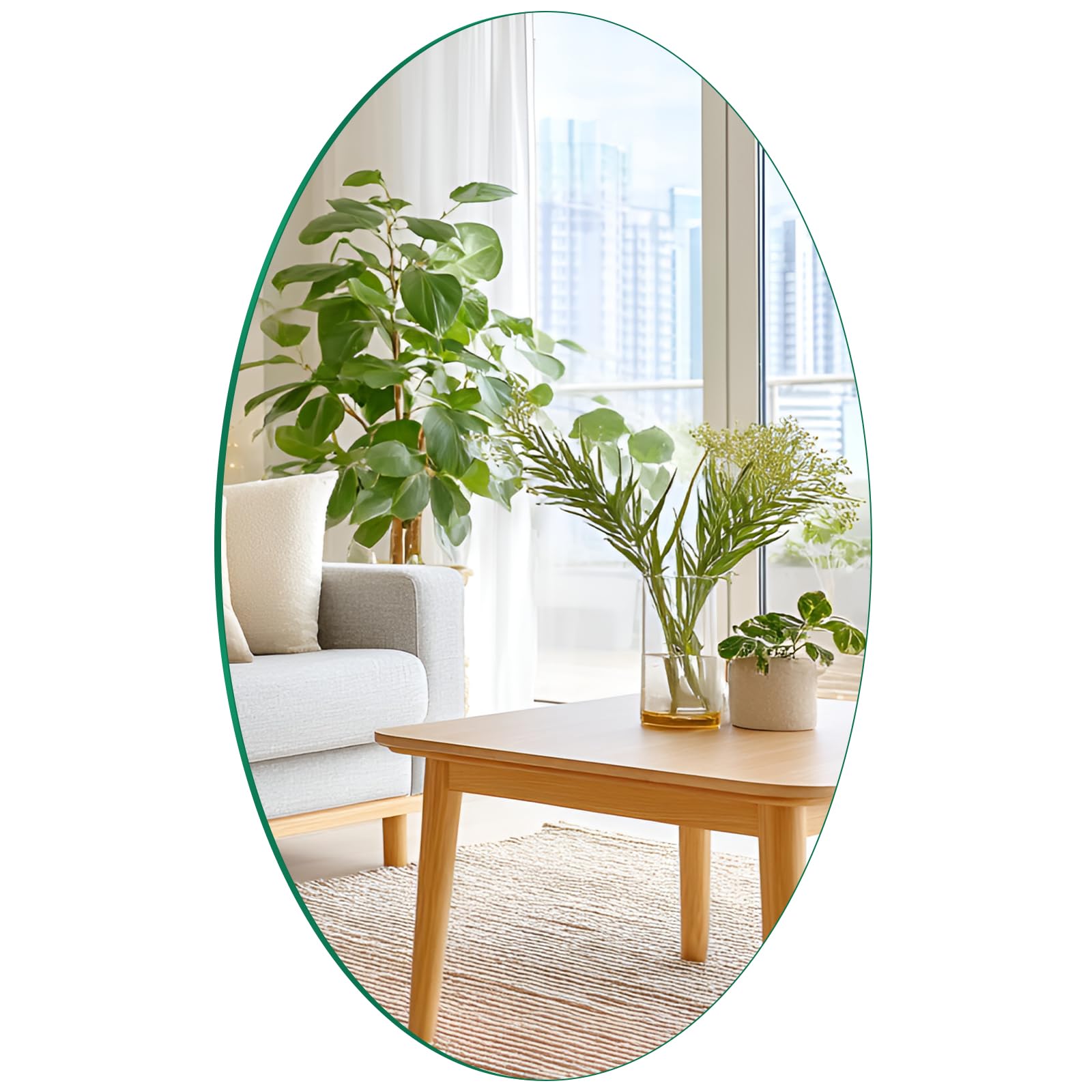 Photo 1 of 16 x 20 Glass Oval Bathroom Mirror for Over Sink, Frameless Small Oval Wall Mirror for Bathroom, Vanity, Bedroom, Living Room, Entryway, Home Wall Decor, 2-Sided Adhesive Tapes Include